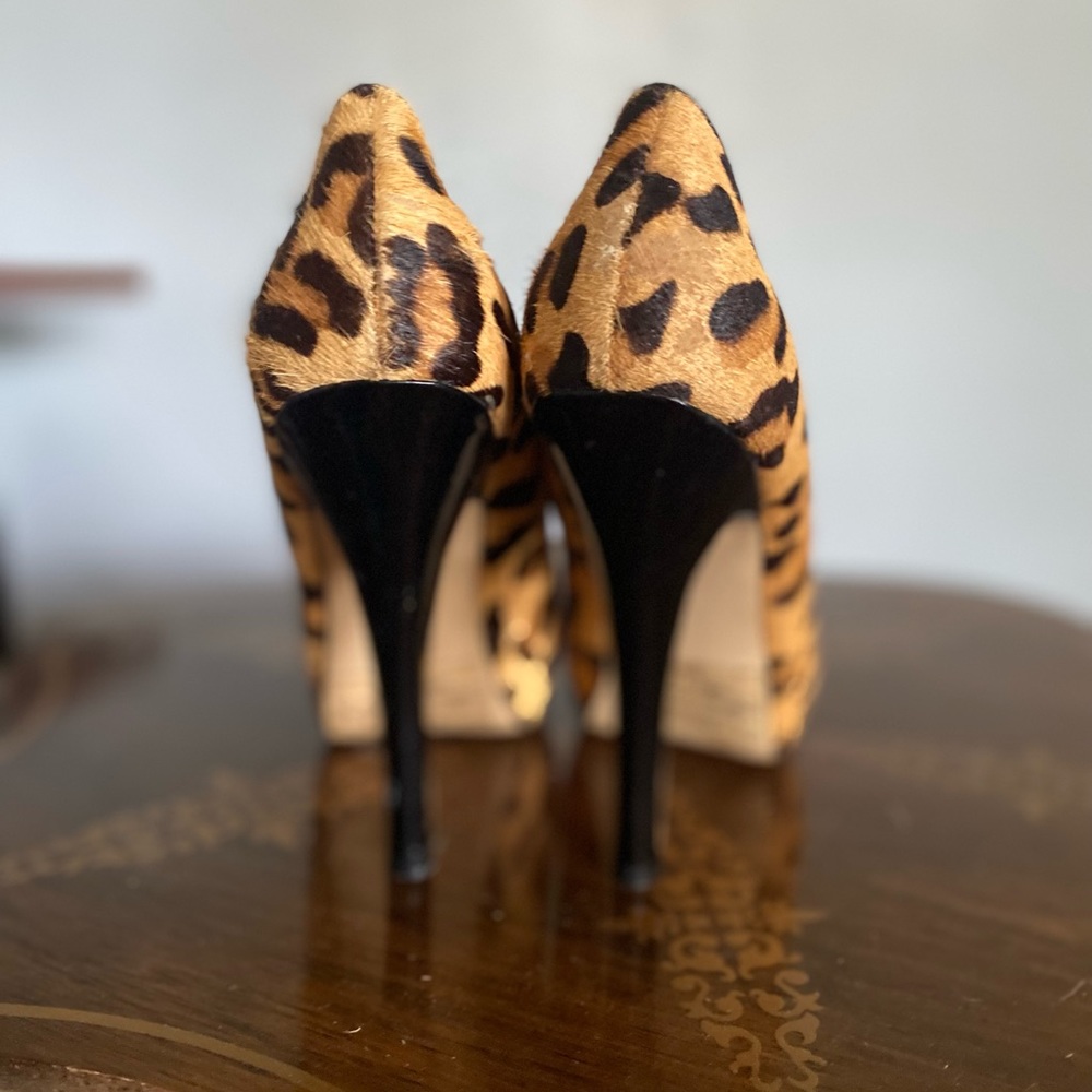 Steve Madden Real Fur Leopard Print Platform Pumps - image 7